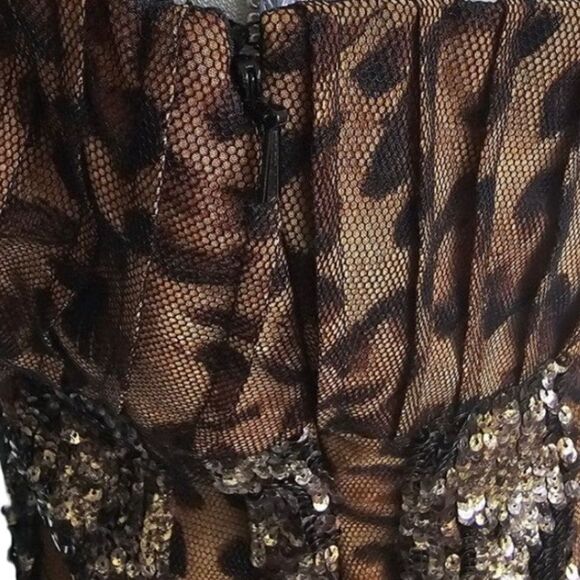 Mac Duggal Couture Leopard Sequin Mesh Cocktail Dress Size 6 - Picture 4 of 8